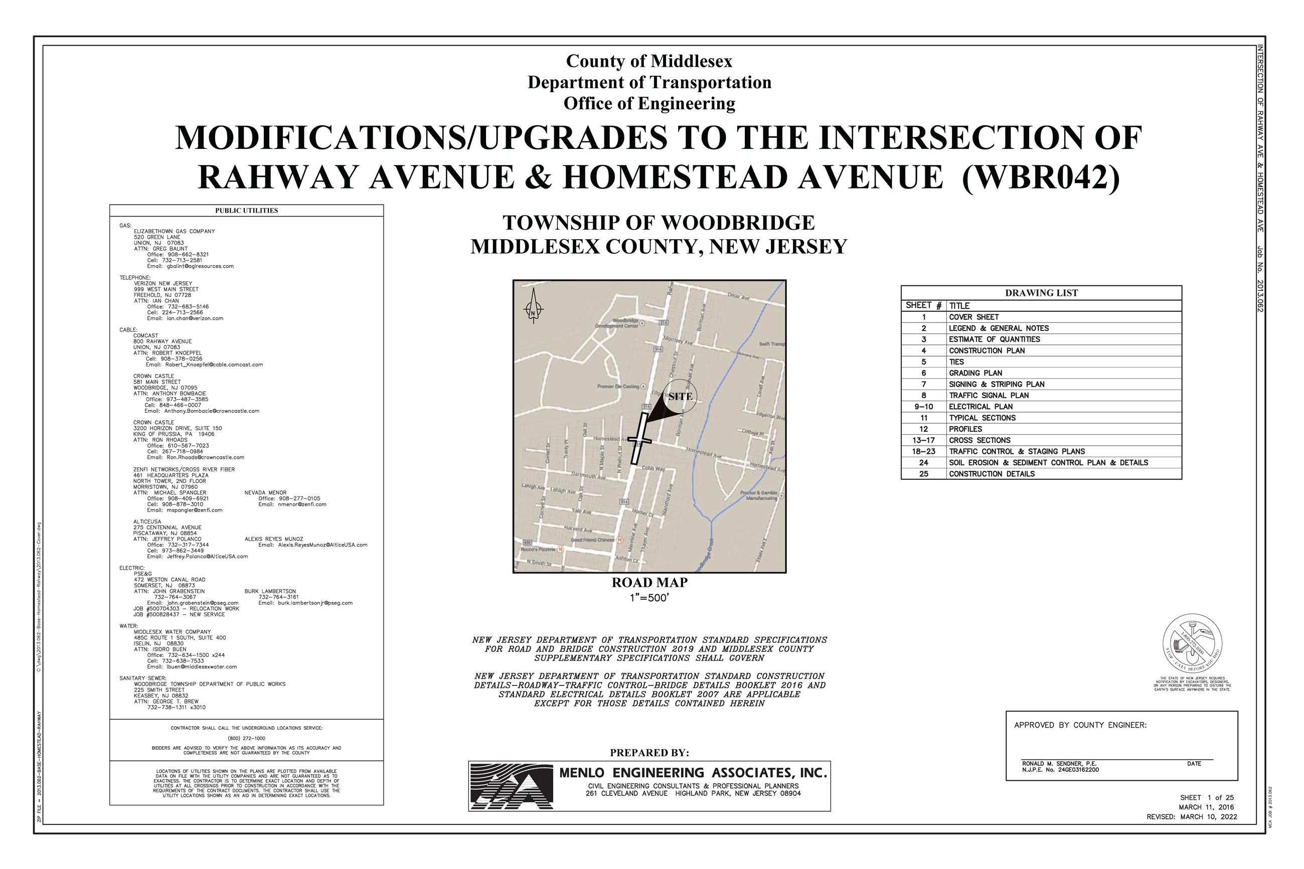 Modifications/Upgrades: Rahway Ave. & Homestead Ave. Intersection