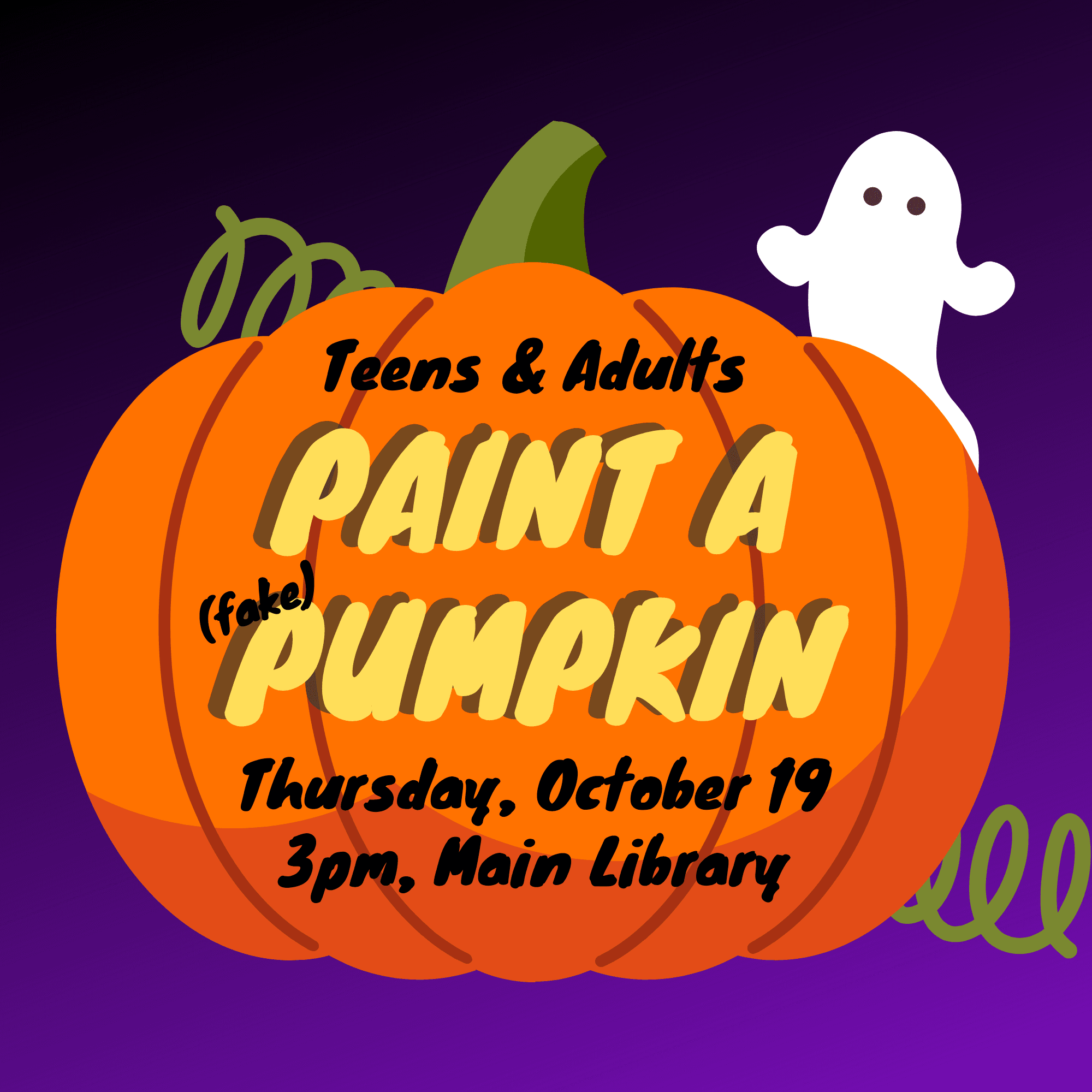 Teen and Adult Pumpkin Painting on October 19, 2022