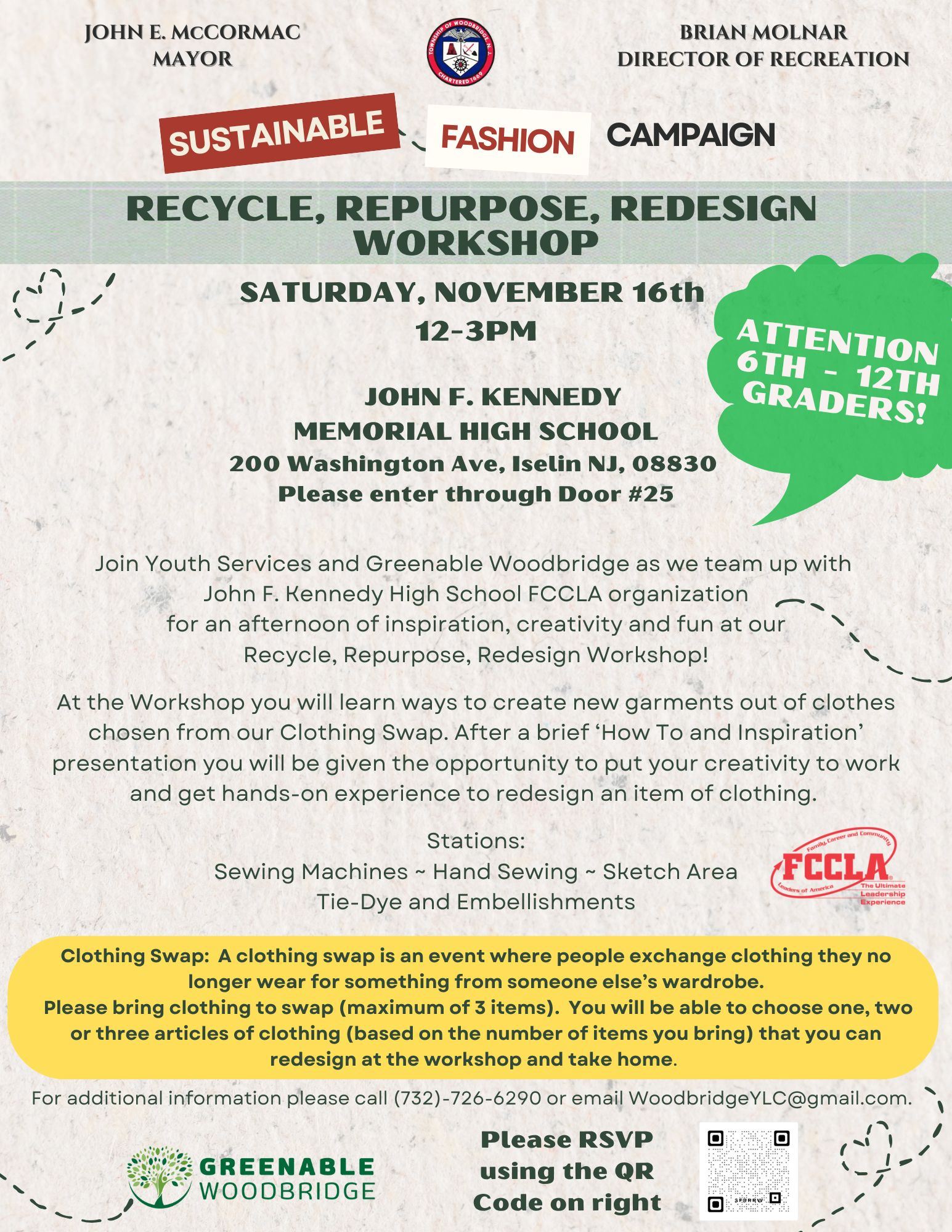 Recycle Repurpose Redesign Workshop with logos