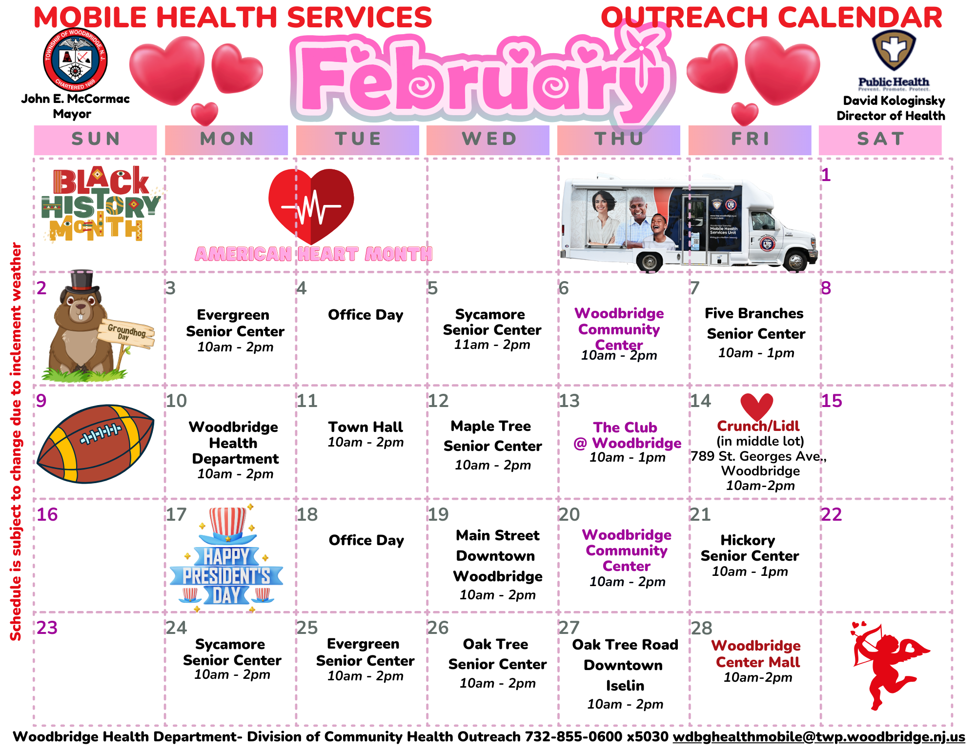 Community Health Outreach Calendar - February 2025
