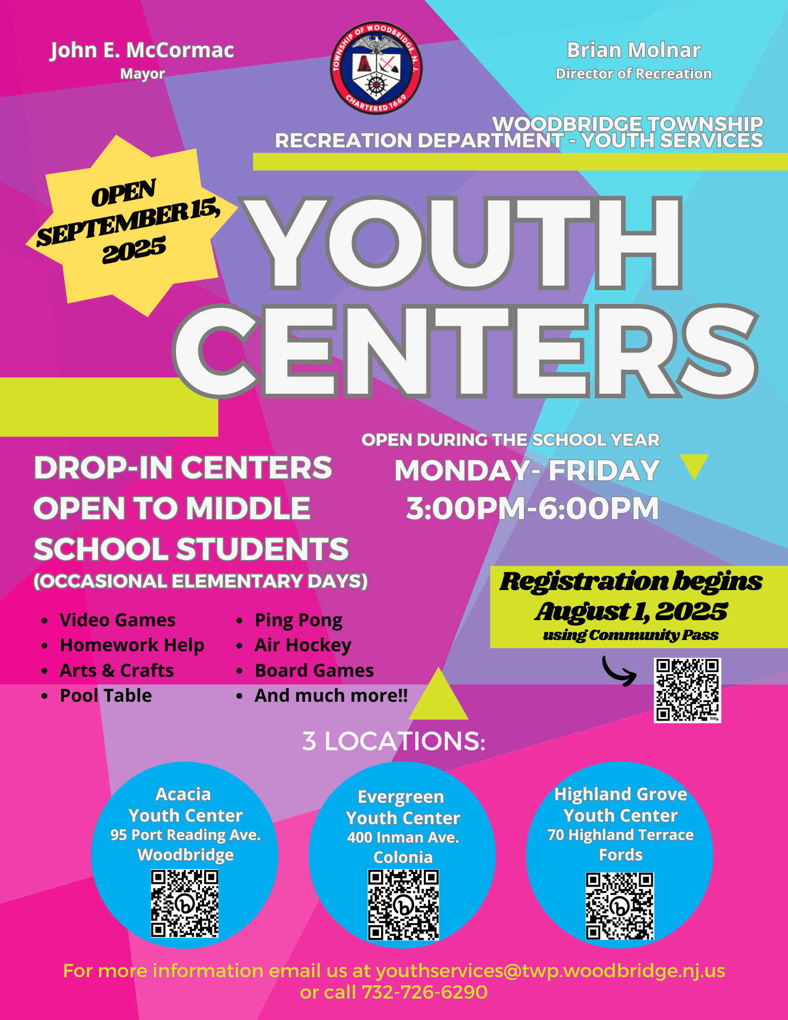 Youth Centers Neon Flyer 2025-2026
