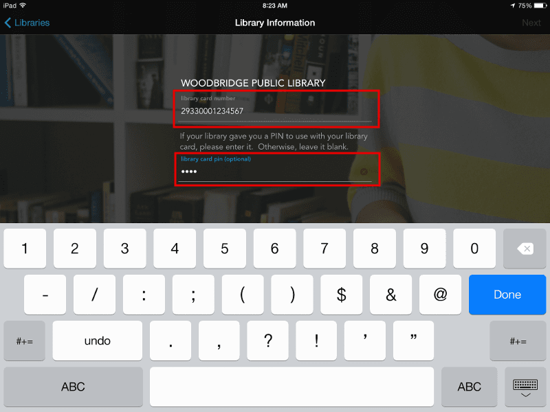 Step 4 - Enter Library Card Number