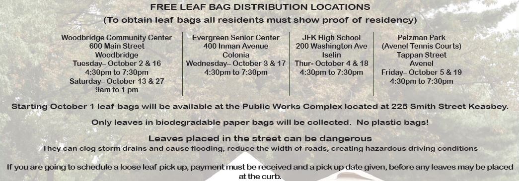 Public Works Leaf Bag Schedule